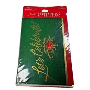 Vtg Hallmark Christmas New Year's Party Invitation Cards 8pk w/ Envelopes NEW